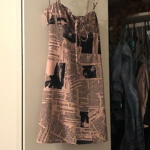 Pink and black newspaper dress (New)
